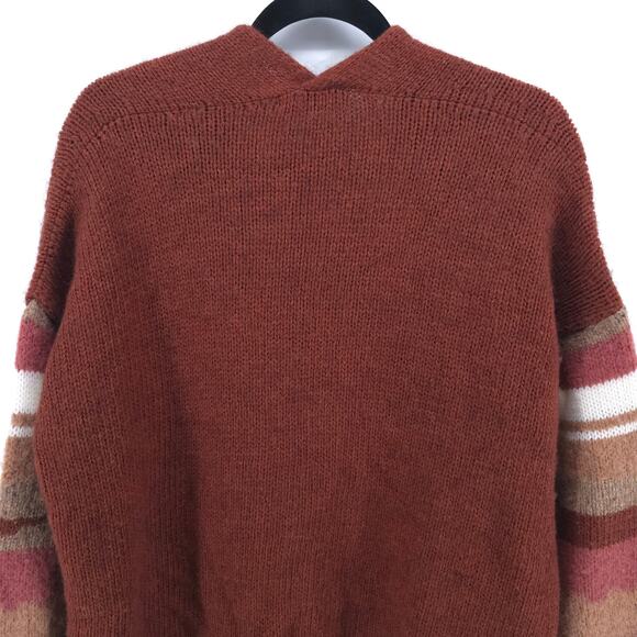 Elsamanda Womens Neutral Alpaca Wool Boho Southwestern Abstract Open Cardigan M - Picture 9 of 10